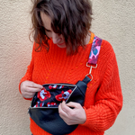 Handmade Leather bum bag a look inside  for a colorful lining, Funny Pack 