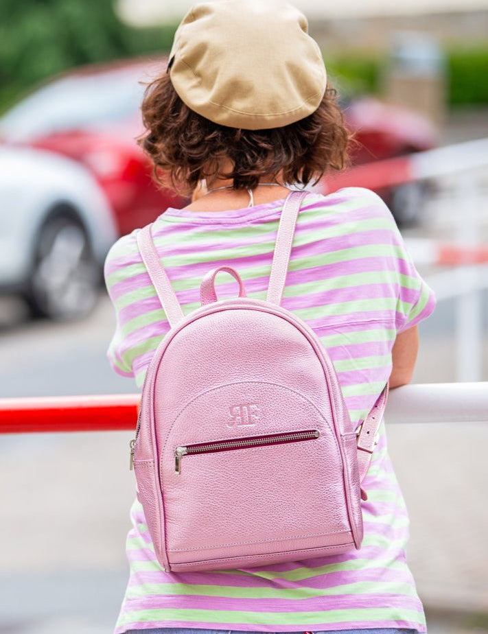 Leather handbag pink