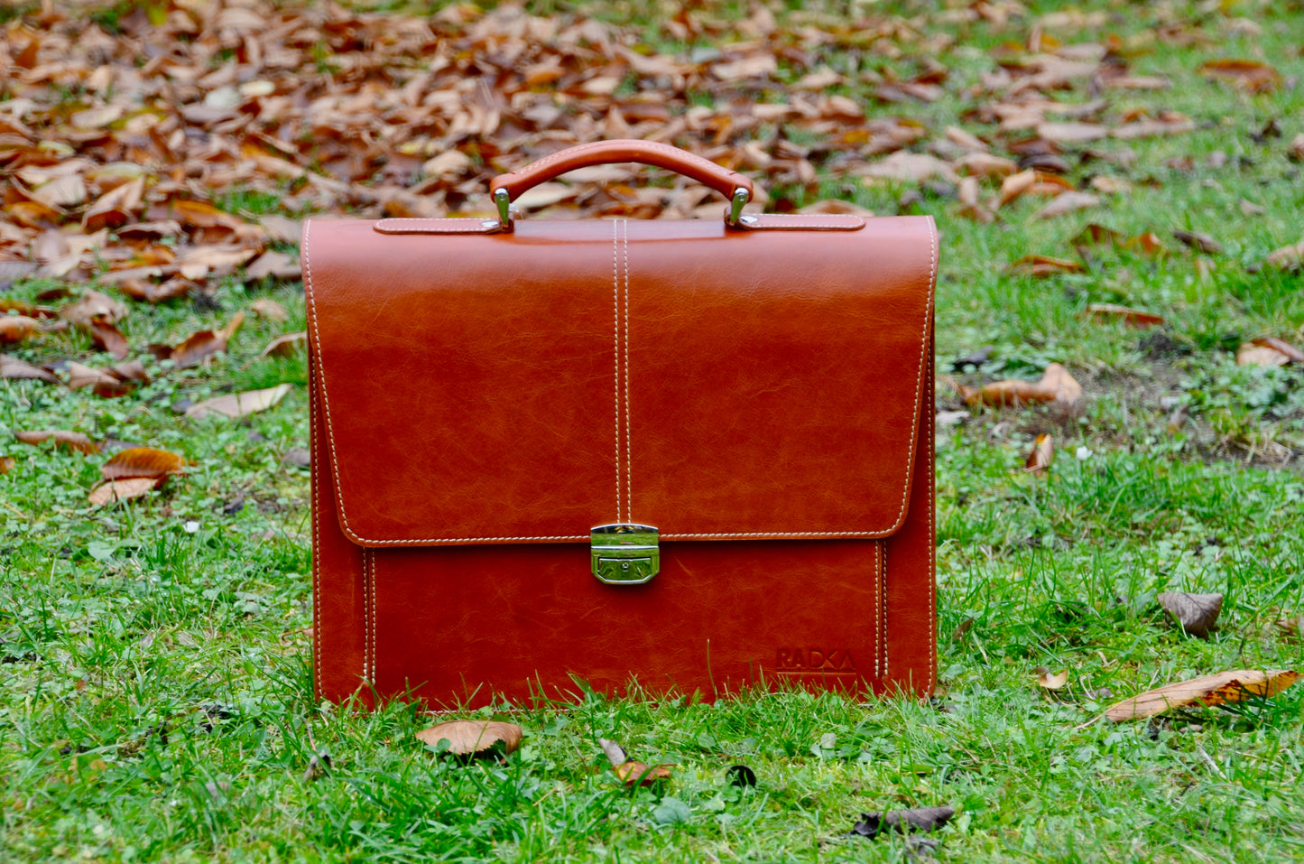 Handmade leather briefcase for men