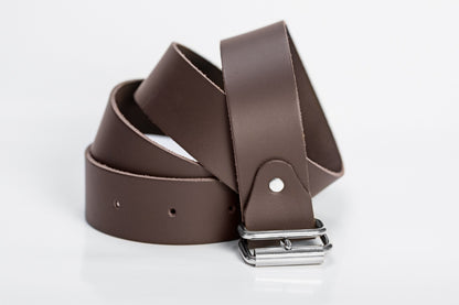minimalist designed brown leather belt