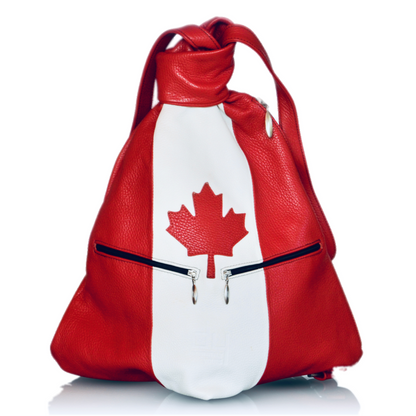 Canada Flag Leather Backpack For Women